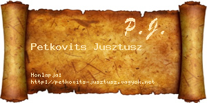 Petkovits Jusztusz névjegykártya